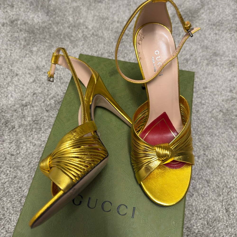 Gucci Gold Strappy Heels